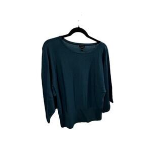 TALBOTS Pure Merino Wool Sweater 3/4 sleeve size medium blue/green